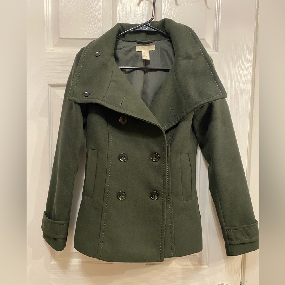 H&M olive green small pea coat